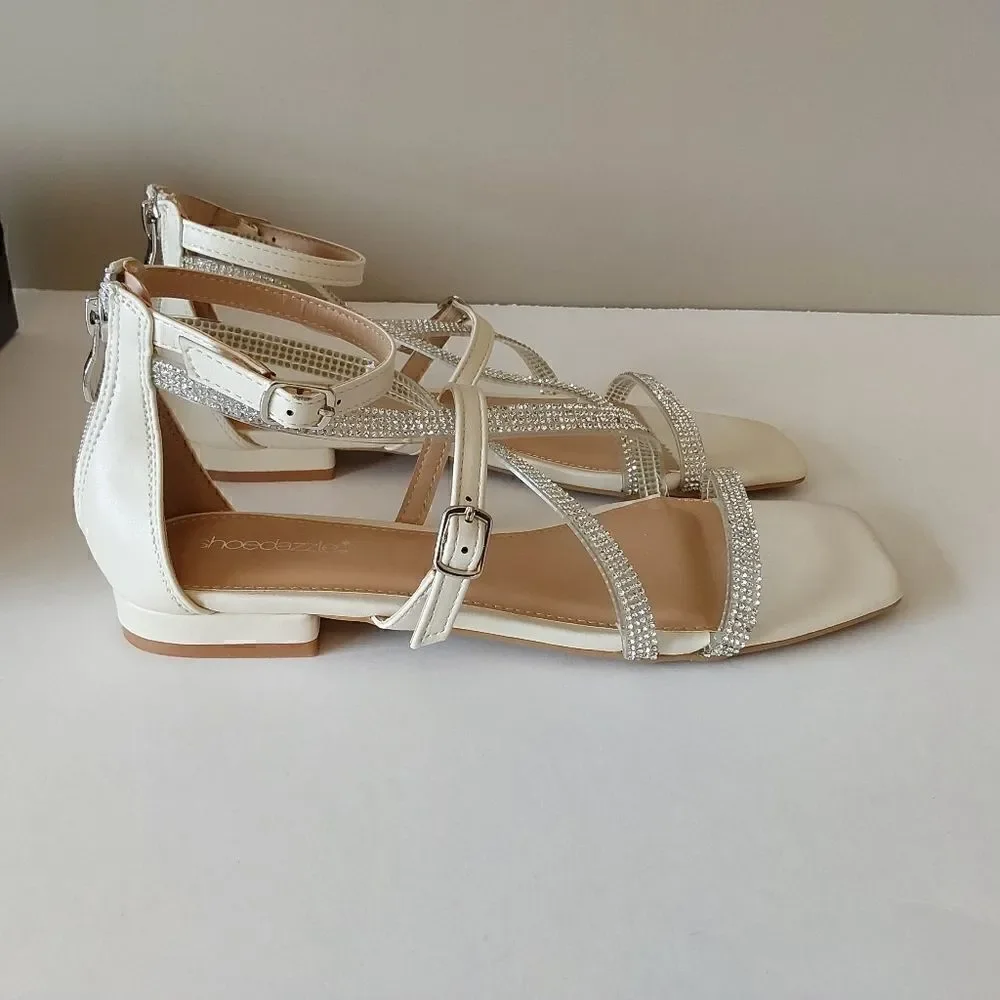 Shoe Dazzle Sandals Sz 8 Bone New